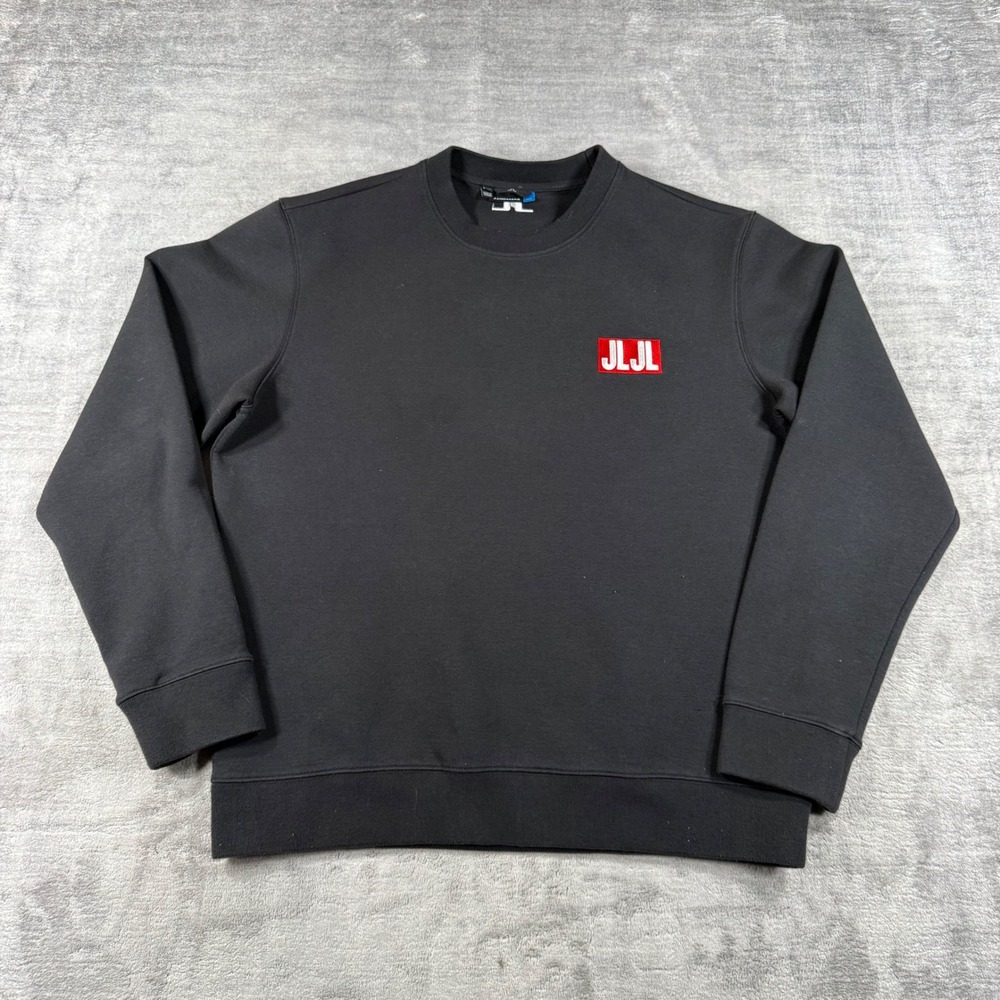 J.Lindeberg Sweatshirt Mens XL Black Golf Tech Crew Neck Logo Performance